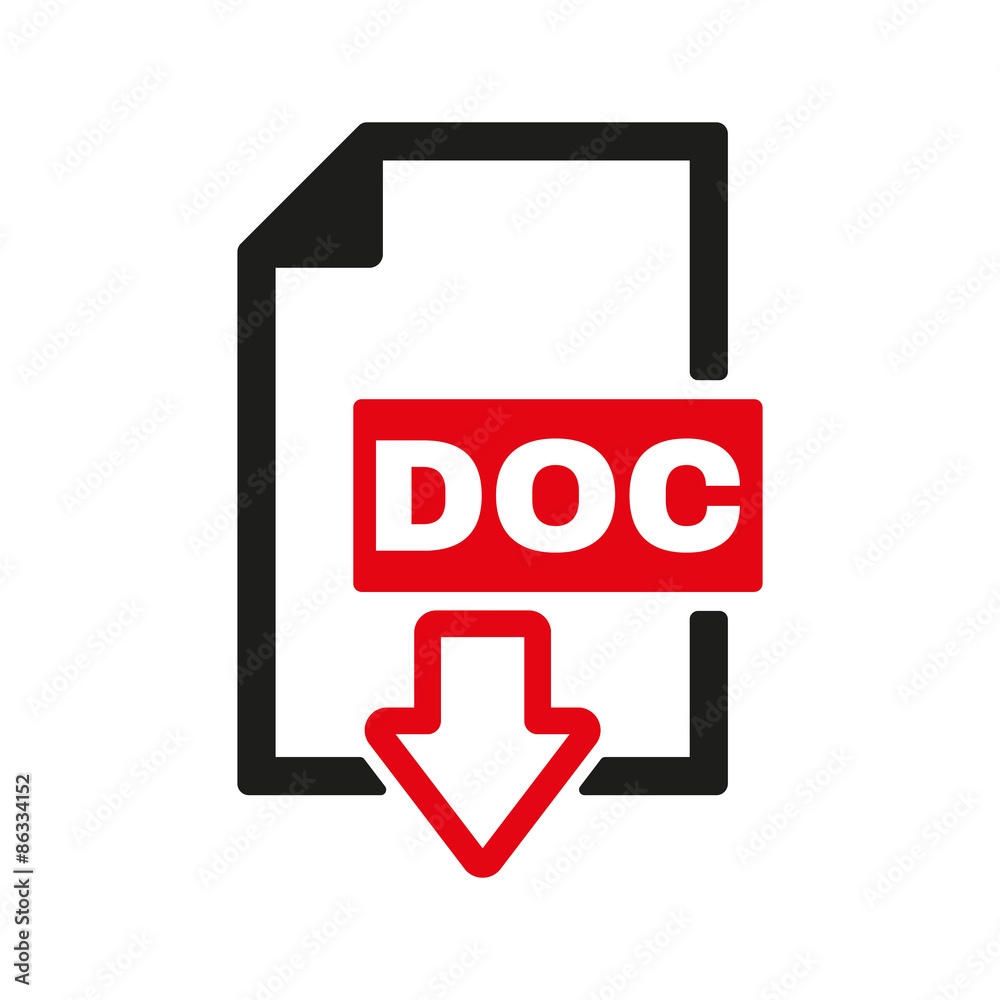 The DOC icon. Text file format symbol. Flat The DOC icon. Text file format symbol. Flat