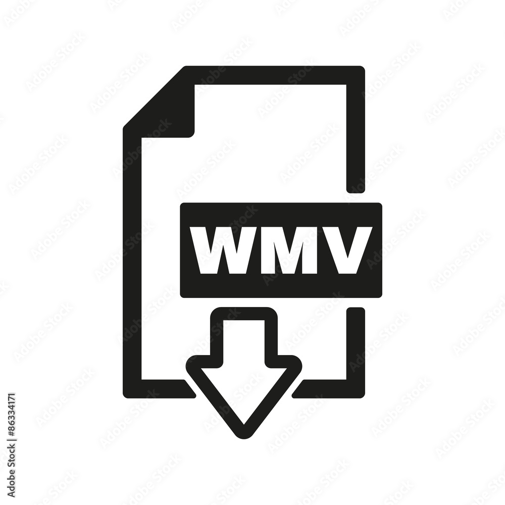The WMV icon. Video file format symbol. Flat The WMV icon. Video file format symbol. Flat