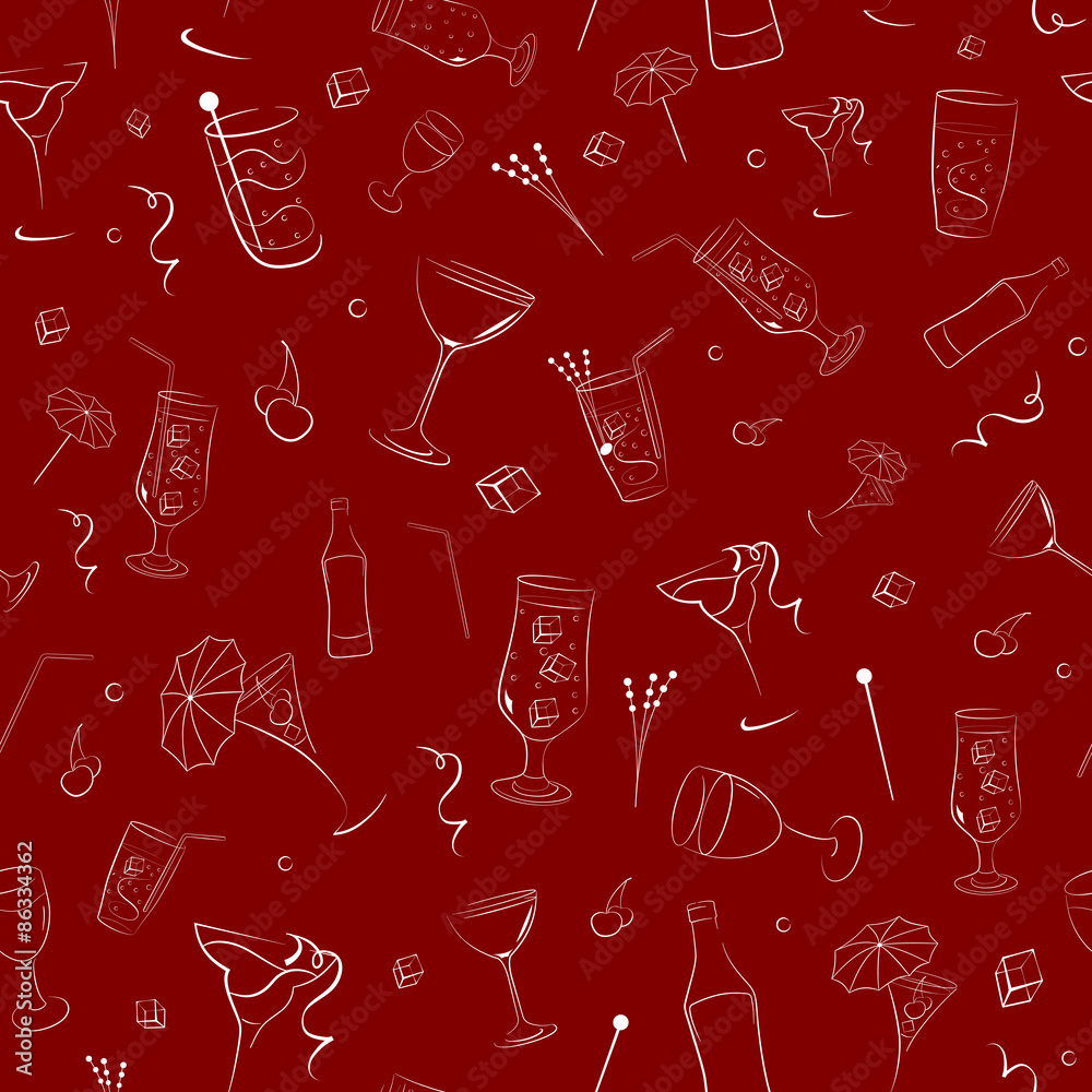 Seamless pattern of items associated with alcohol Seamless pattern of items associated with alcohol