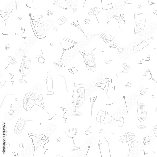 Seamless pattern of items associated with alcohol