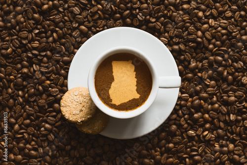 Still life - coffee with map of Ghana
