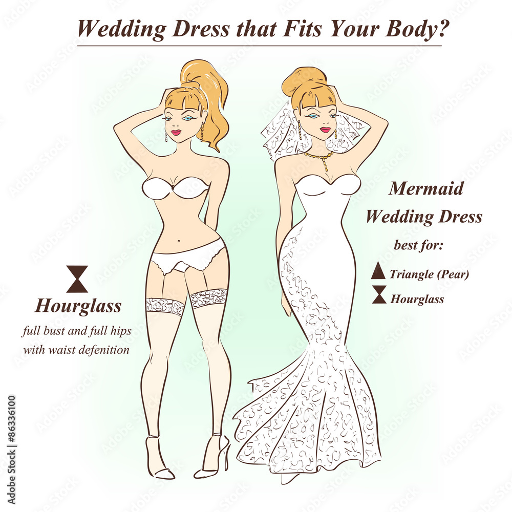 Vecteur Stock Woman in underwear and Mermaid wedding dress. | Adobe Stock