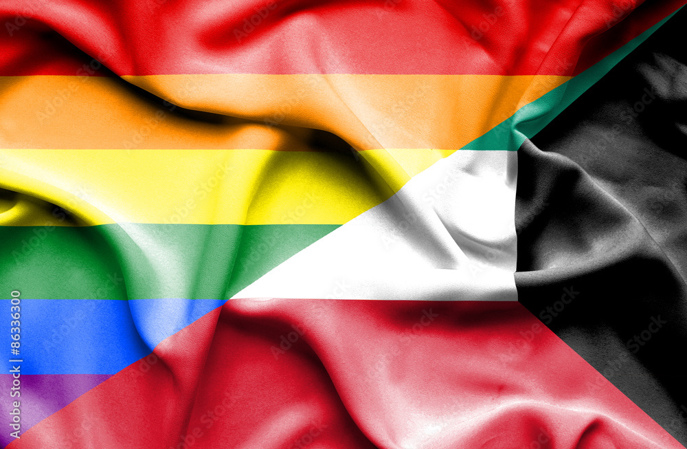 Waving flag of Kuwait and Pride Waving flag of Kuwait and Pride