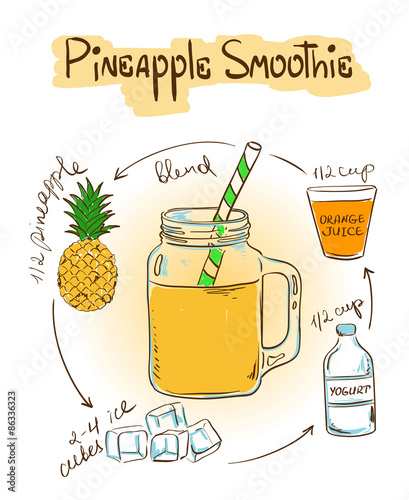 Sketch Pineapple smoothie recipe.