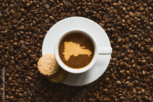 Still life - coffee with map of Dominican Republic