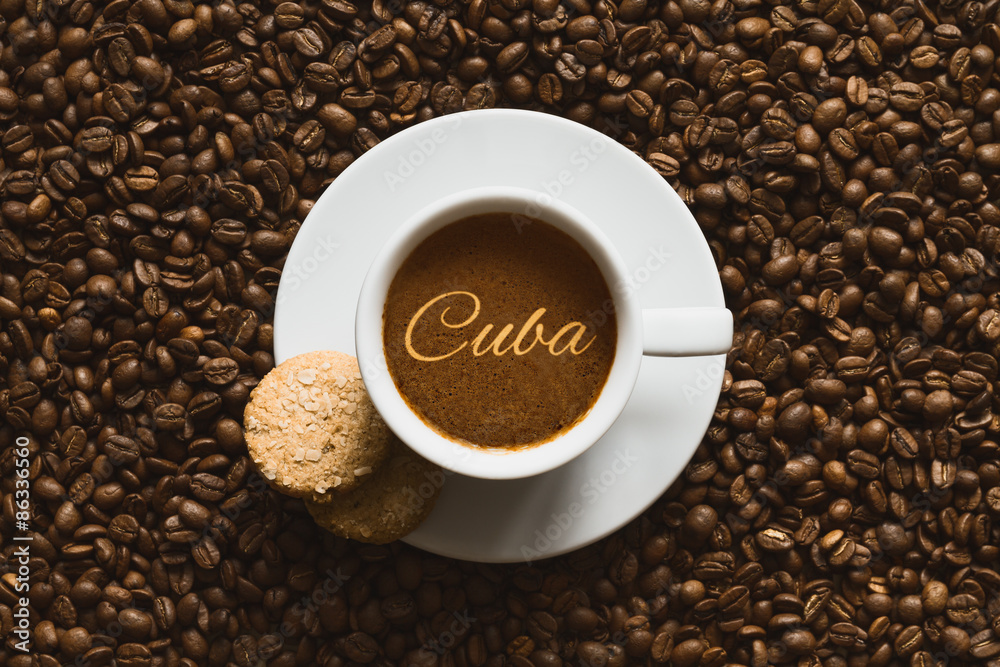Still life - coffee wtih text Cuba
