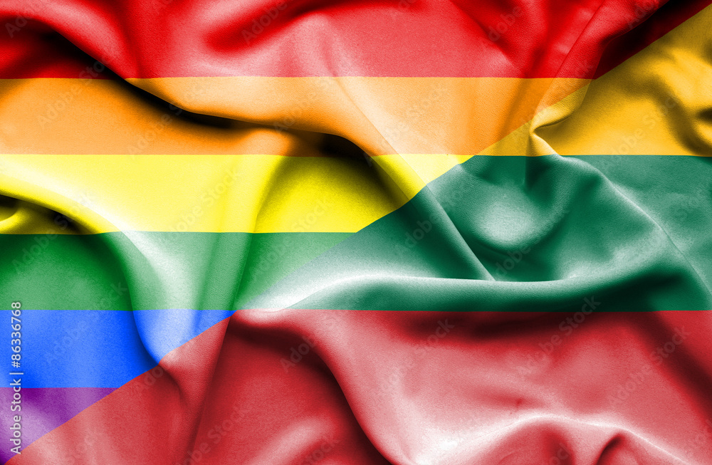 Waving flag of Lithuania and Pride Waving flag of Lithuania and Pride