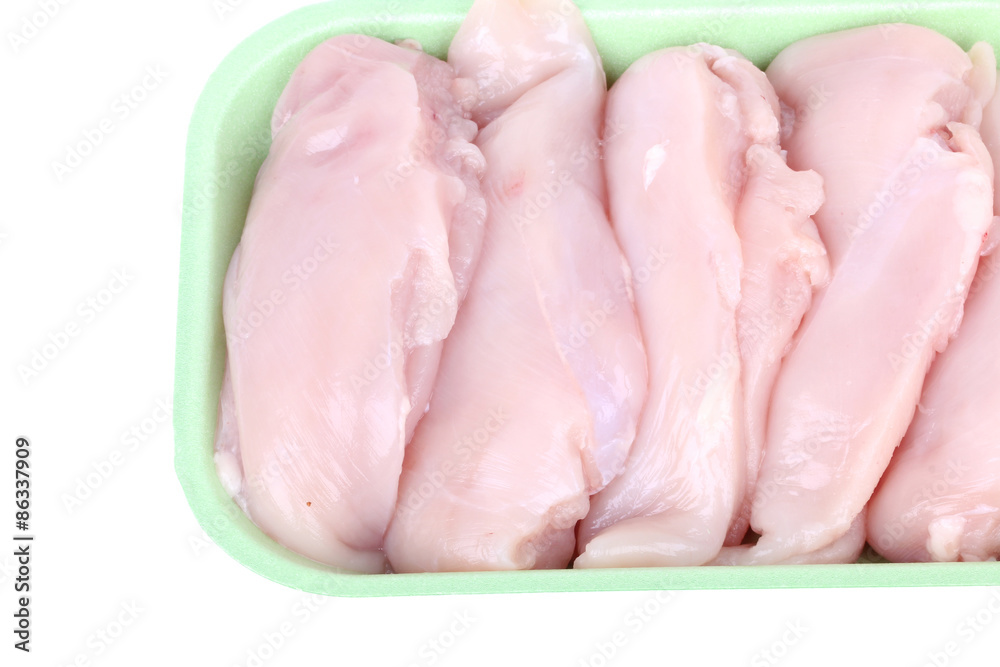 Uncooked chicken breast fillet in package Uncooked chicken breast fillet in package