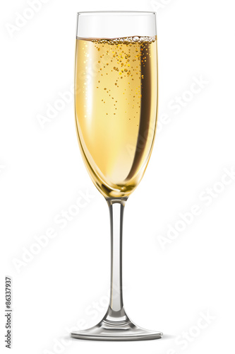 Glass of champagne isolated on white background. Vector illustra