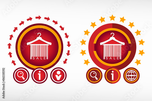 Sale barcode clothes hanger icon on creative background