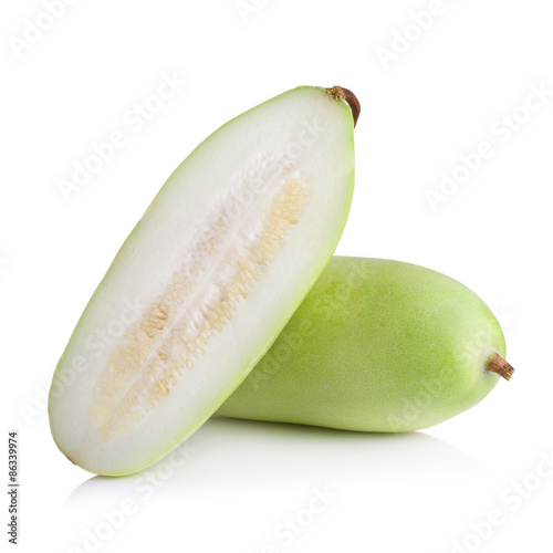Lagenaria vulgaris fruit isolated on white background