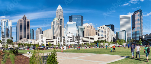 Charlotte, NC. United States. Panoramic view at the uptown skyline