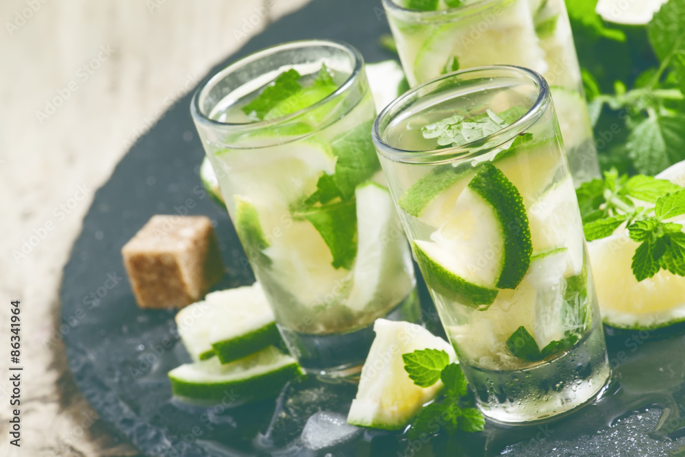 Traditional Brazilian caipirinha alcoholic cocktail with lime, m Traditional Brazilian caipirinha alcoholic cocktail with lime, m