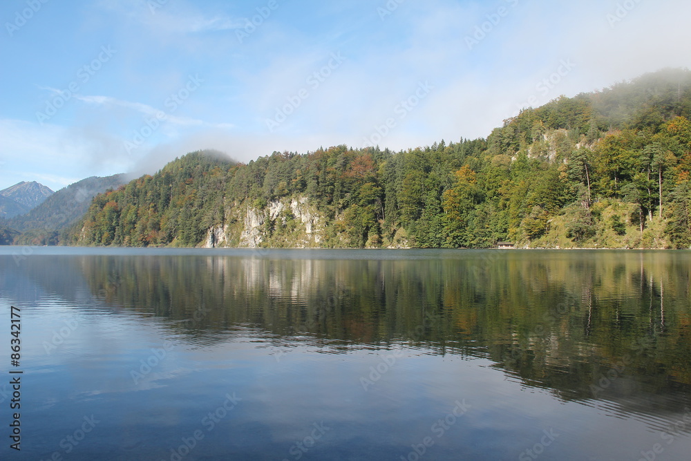 Bavarian alps in Germany / Hohenschwangau lake with bavarian alps in Germany Bavarian alps in Germany / Hohenschwangau lake with bavarian alps in Germany