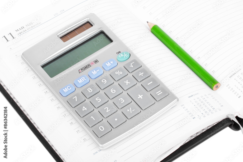 Calculator on notebook Calculator on notebook