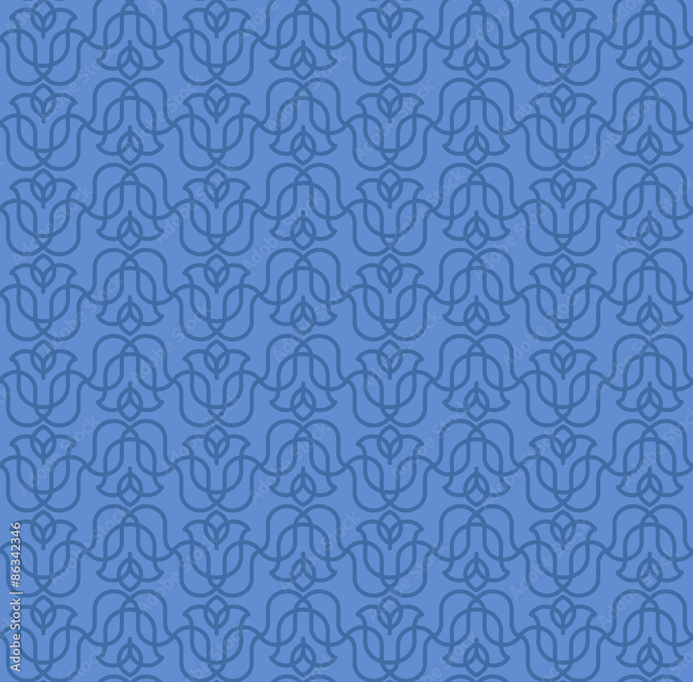 Beautiful Seamless Pattern of Contour Hipster Flowers
