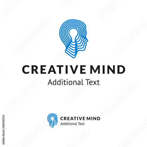 Creative Logo with Man Head and Lamp for Consulting Company, Creative Agency, for School or Academy