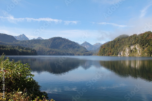 Fototapeta Naklejka Na Ścianę i Meble -   Bavarian alps in Germany / Hohenschwangau lake with bavarian alps in Germany