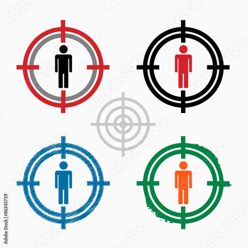 Male icon on target icons background