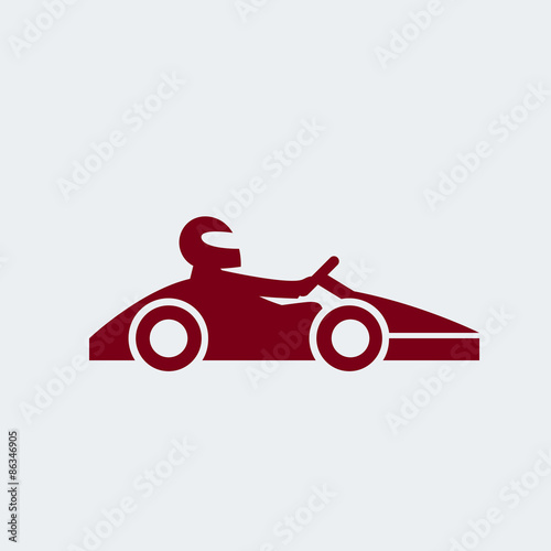 Kart with driver icon. Vector illustration