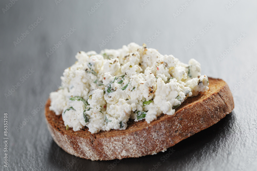 rye sandwiche or bruschetta with ricotta cheese and herbs rye sandwiche or bruschetta with ricotta cheese and herbs
