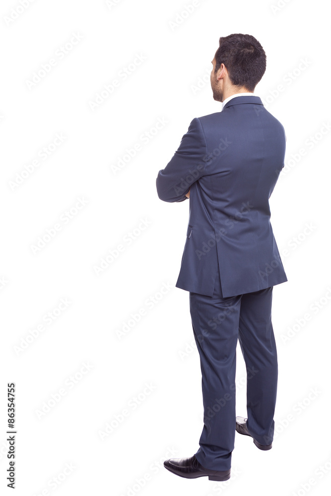 Business man from the back, isolated on white background Business man from the back, isolated on white background