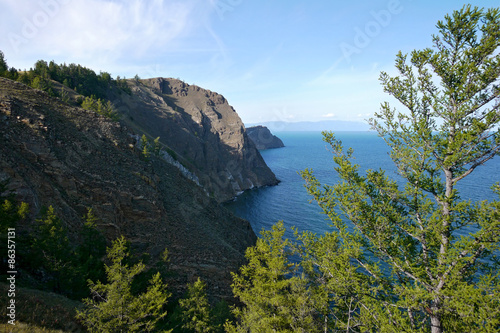 The mysterious island of Olkhon on lake Baikal. The landscape of