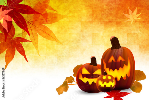 ハロウィン　かぼちゃ　もみじ