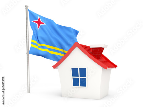 House with flag of aruba