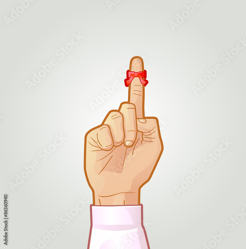 Tie a ribbon on finger to remember vector image