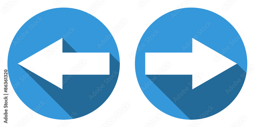 Collection of 2 isolated flat arrows with long shadow Collection of 2 isolated flat arrows with long shadow