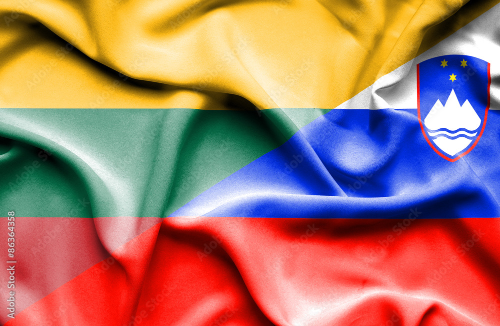 Waving flag of Slovenia and Lithuania Waving flag of Slovenia and Lithuania