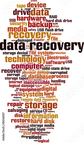 Data recovery word cloud concept. Vector illustration