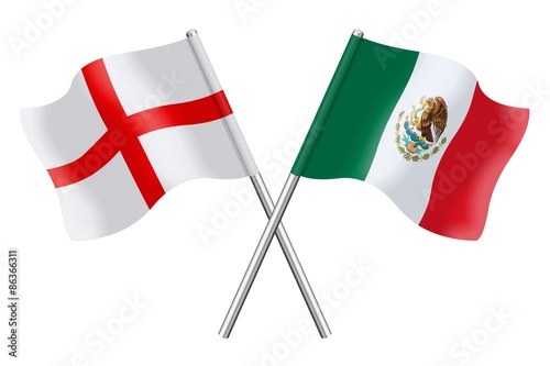 Flags of England and Mexico photo