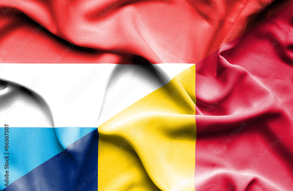 Waving flag of Chad and Luxembourg Waving flag of Chad and Luxembourg
