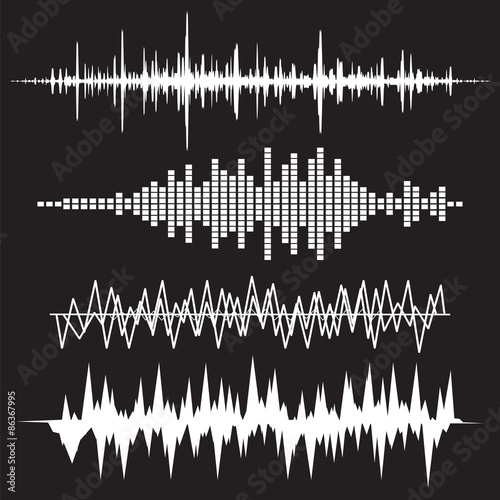 Sound Wave Icon Set. Music soundwave icons set. Equalize audio a