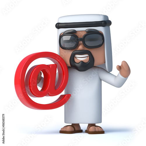 3d Arab sheik holds an email address symbol © Steve Young