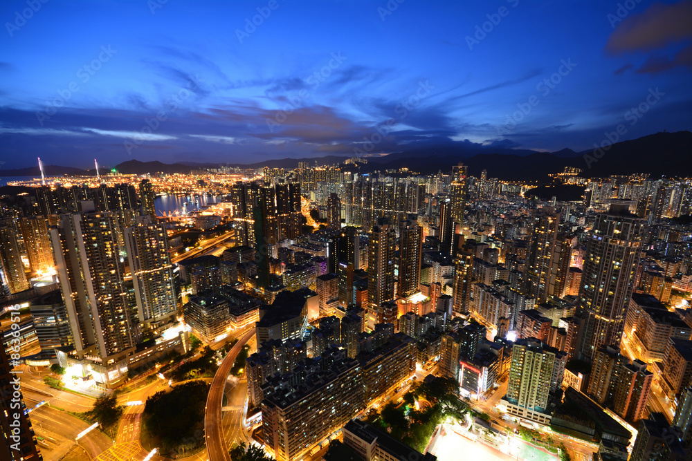 香港　高層マンションからの夜景