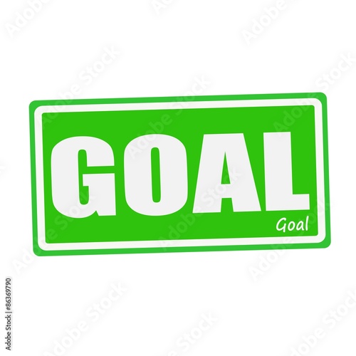 GOAL white stamp text on green