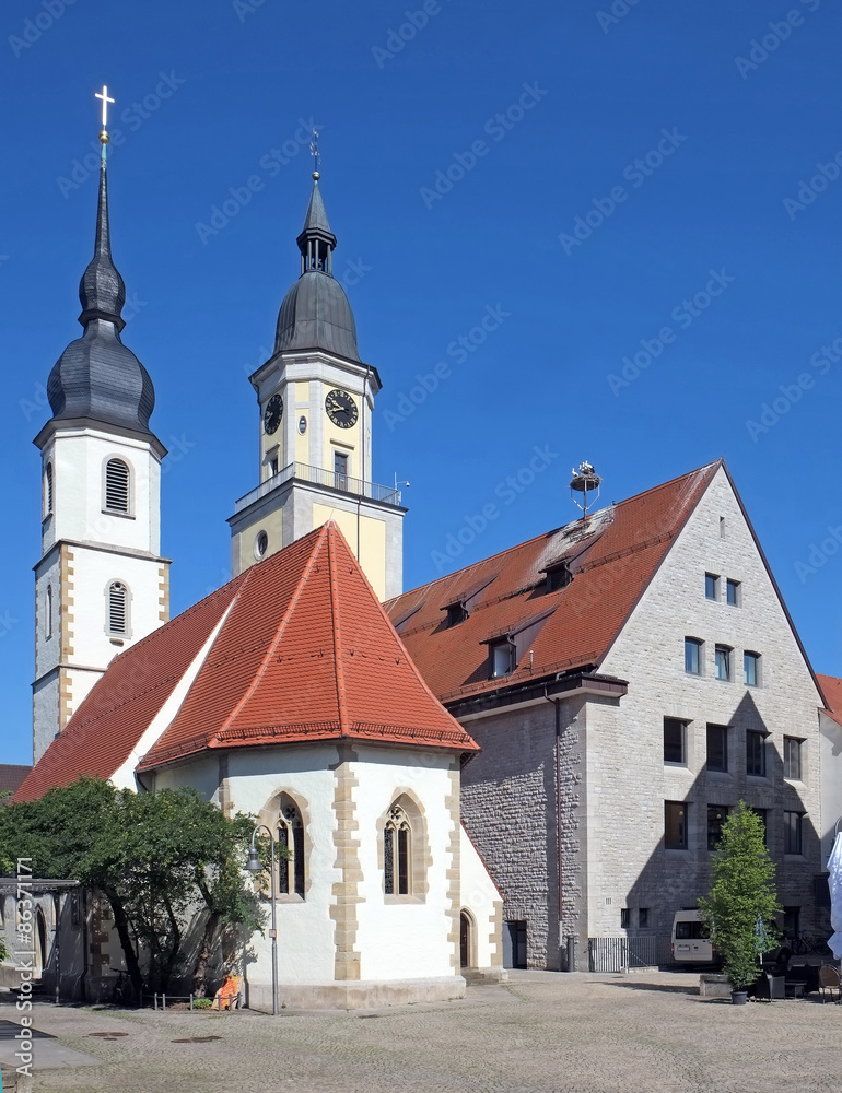 Rathaus und Kirche in Crailsheim