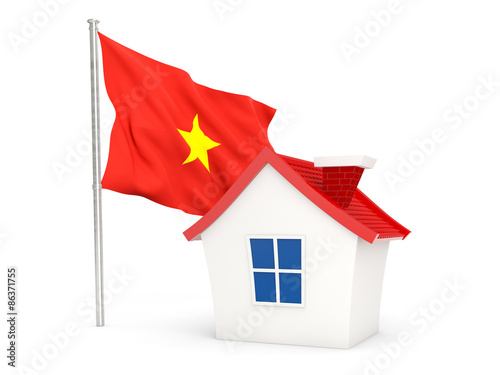 House with flag of vietnam