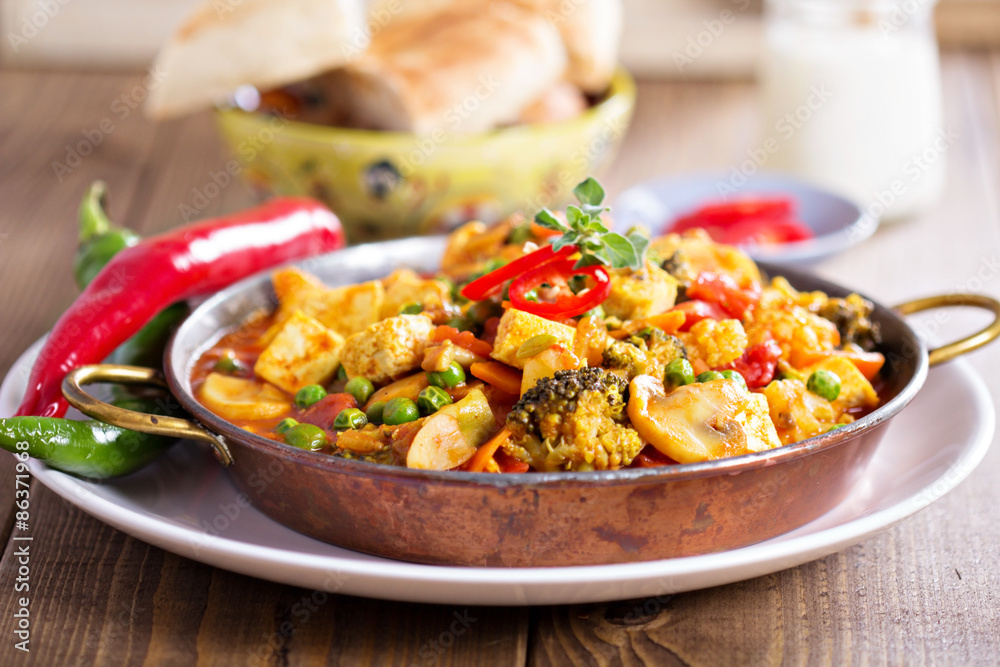 Vegan curry with tofu and vegetables Vegan curry with tofu and vegetables