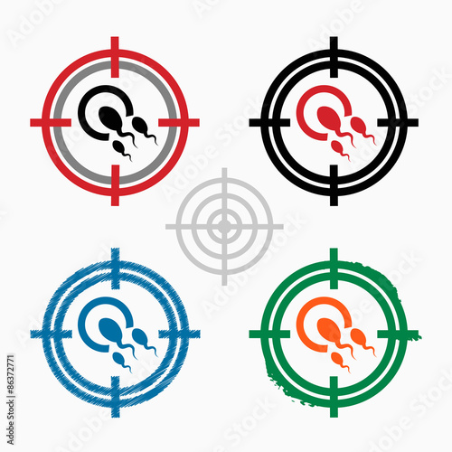 Sperms and egg icon on target icons background