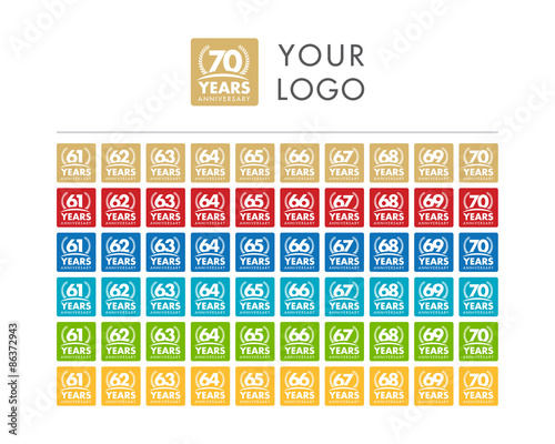 anniversary logo label premium 61-70 photo