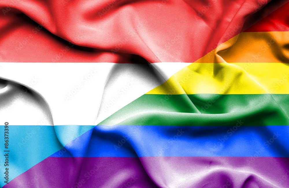 Waving flag of Pride and Luxembourg