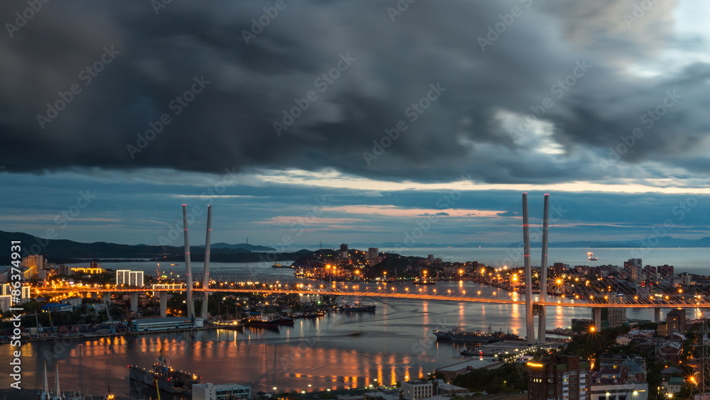 Fototapeta premium Vladivostok cityscape, night view.