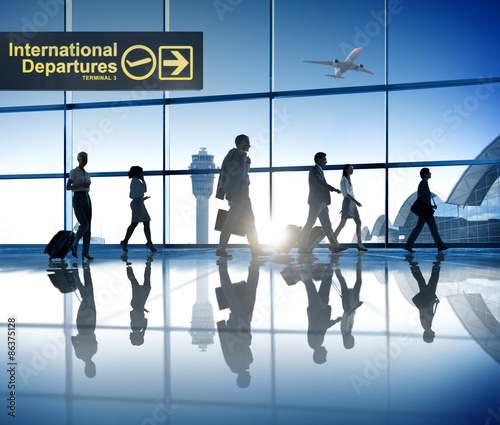 Business People Walking Airport Business Trip Travel Destination