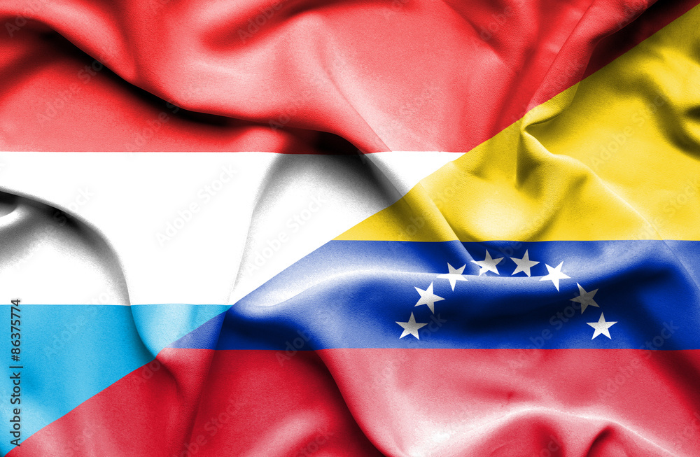 Waving flag of Venezuela and Luxembourg Waving flag of Venezuela and Luxembourg