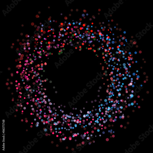 Colorful rainbow confetti splatter over black