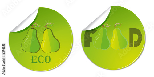 Isolated sticker label with hand drawn pear Vector health food business logo illustration